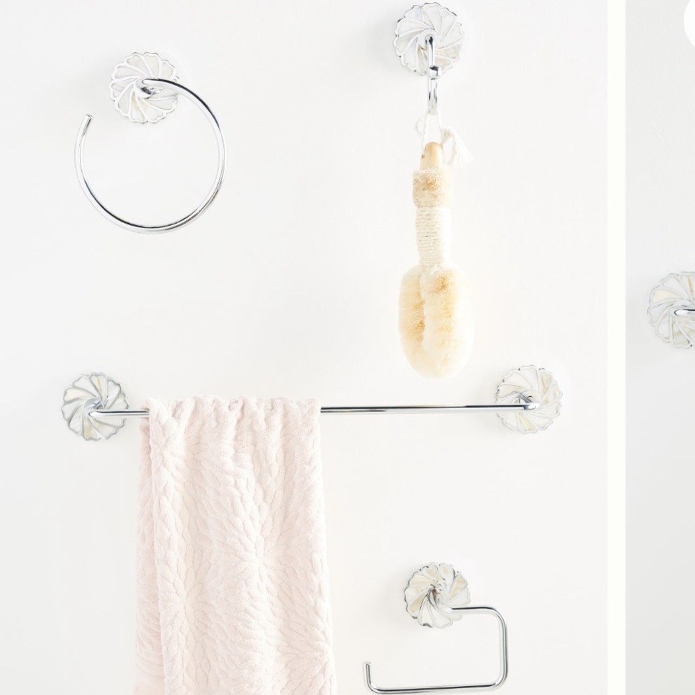 Anthropologie Bathroom Hardware Set (2 hooks, TP holder, towel Bar)